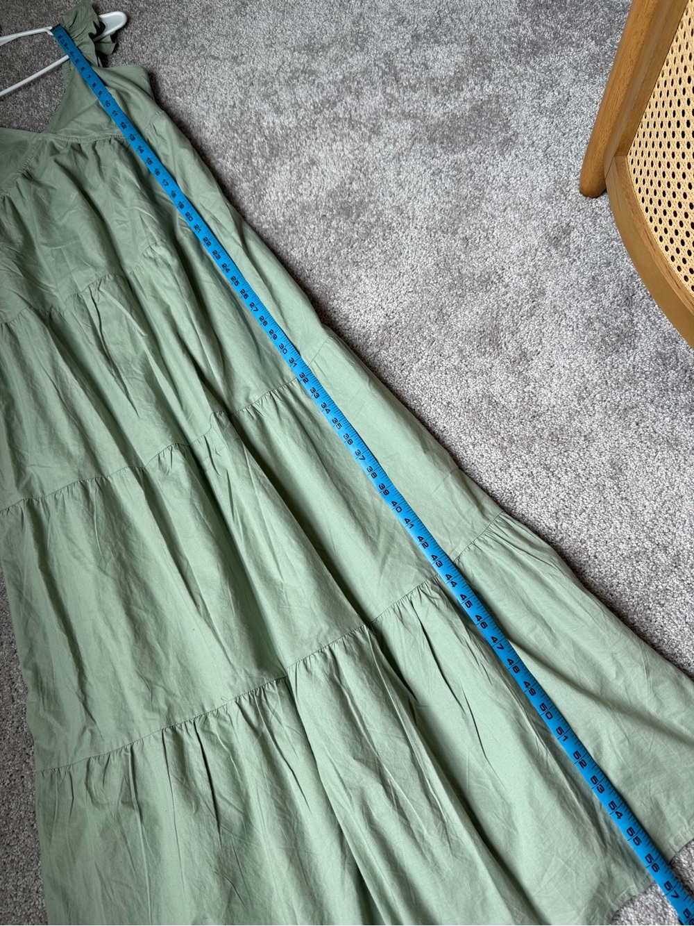 NWT Sim & Sam Sage Green Flutter Sleeve Tiered Maxi Dress 100% Cotton Large - Picture 9 of 9